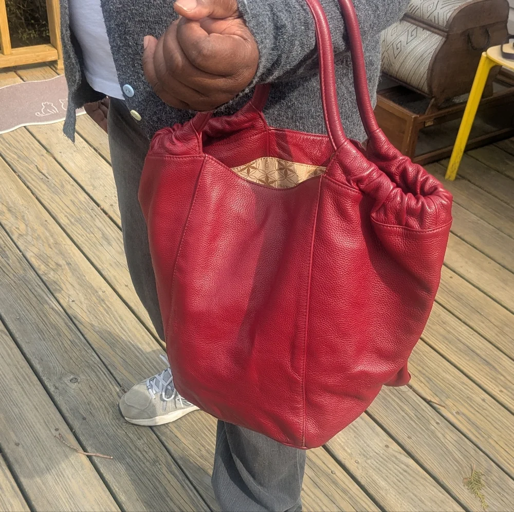 Bodhi Red Leather Satchel Handbag.